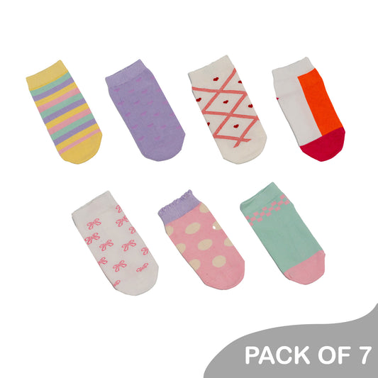 Pastel Charm & Pretty Bows Socks –  Pack of 7