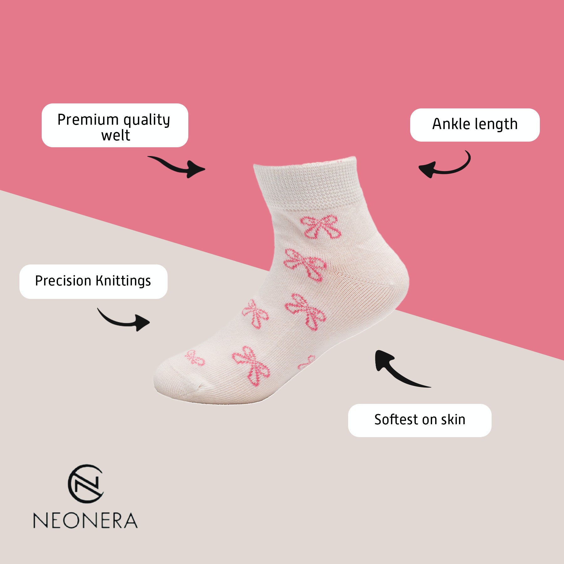 Pastel Charm & Pretty Bows Socks –  Pack of 7