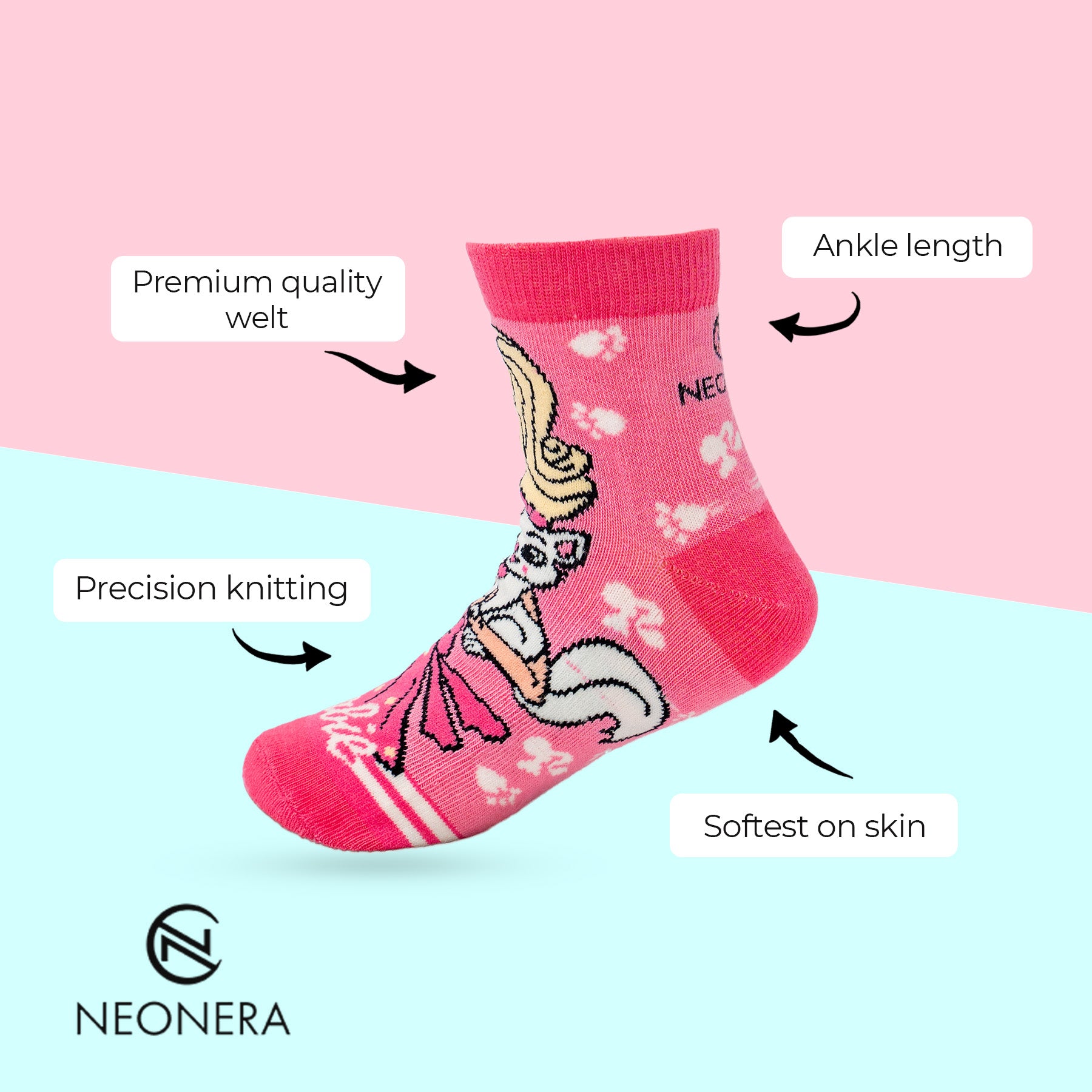 My Chique Pack socks including Unicorn, Mermaid, Good Vibes & Barbie - Pack of 4