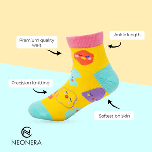 Explore Zippy Glow Socks Pack with Animal kingdom girls, Cute shapes, Gamer Girl ,Good Vibes, Music Designs - Pack of 5 Socks