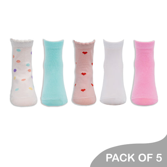 Playful Colors & Hearts Socks – Pack of 5