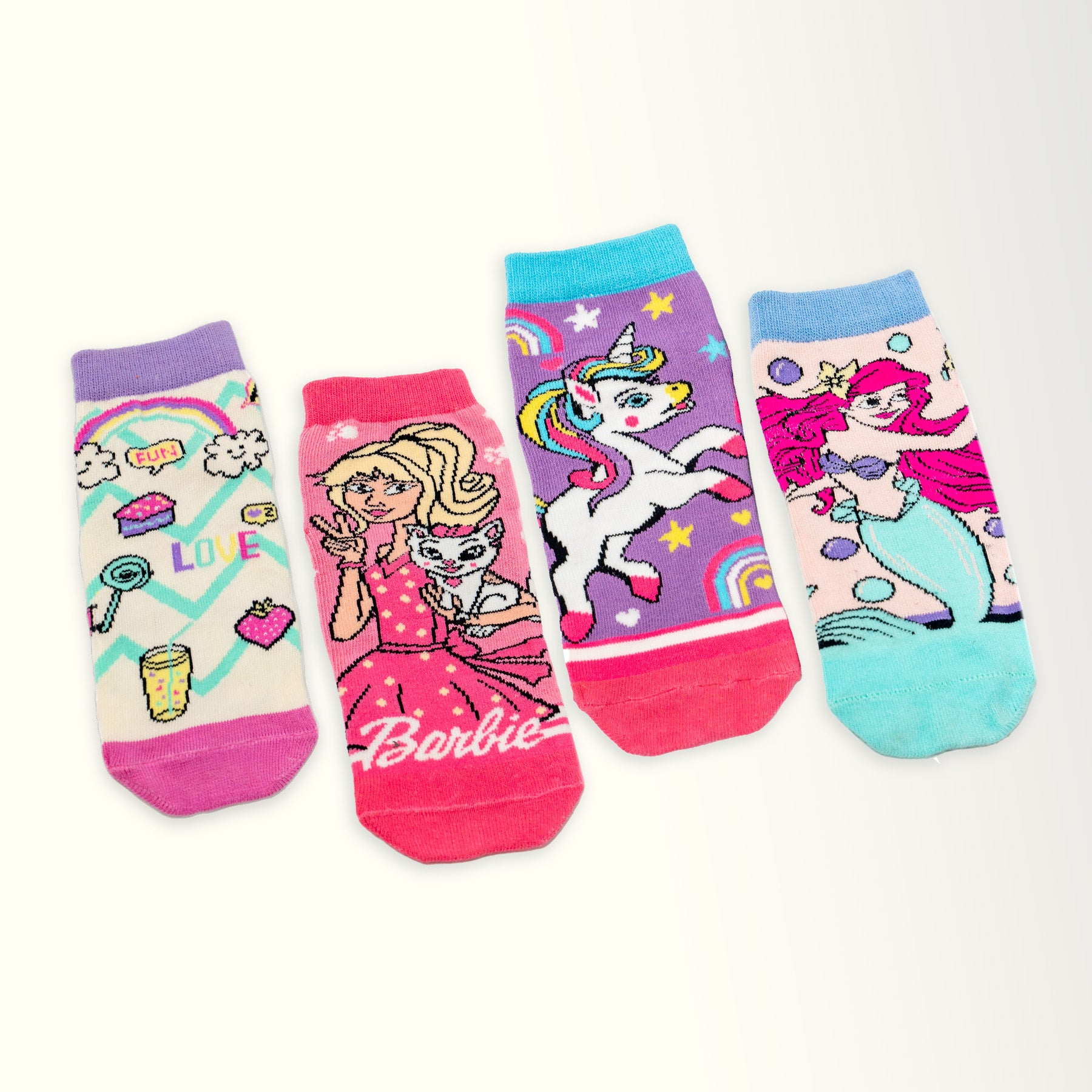 My Chique Pack socks including Unicorn, Mermaid, Good Vibes & Barbie - Pack of 4