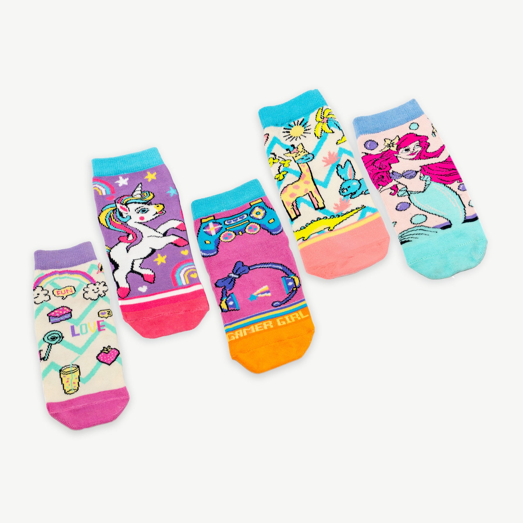 Enchanting Magical Vibes Anti-Skid Pack – Good Vibes, Unicorn, Mermaid, Animal Kingdom, Gamer Girl) Pack of 5