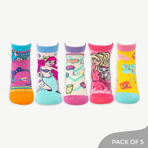 Start Burst - Socks with Barbie ,Mermaid, Good Vibes ,Gamer Girls ,Cute Shapes characters - Pack of 5