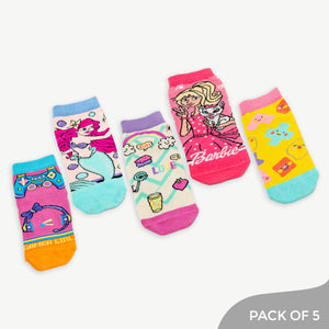Start Burst - Socks with Barbie ,Mermaid, Good Vibes ,Gamer Girls ,Cute Shapes characters - Pack of 5