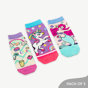 Magical Dreams Socks Trio – Mermaid, Unicorn, & Good Vibes Pack of 3