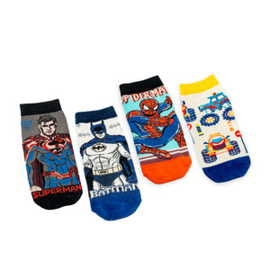 Epic Hero Action Anti-Skid Pack – (Batman, Superman, Monster Truck, Spiderman) Pack of 4