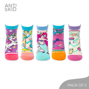 Enchanting Magical Vibes Anti-Skid Pack – Good Vibes, Unicorn, Mermaid, Animal Kingdom, Gamer Girl) Pack of 5