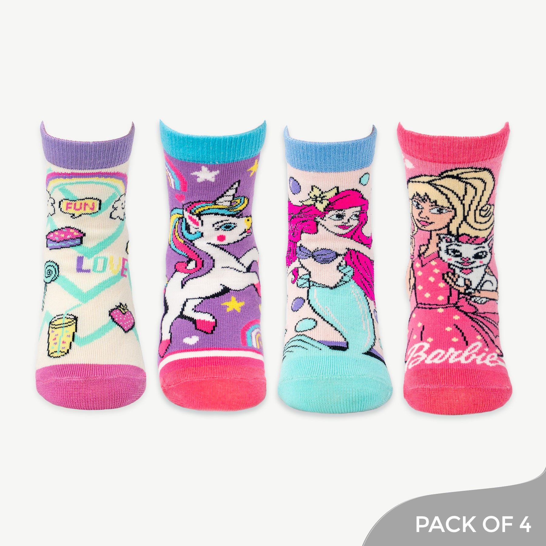 My Chique Pack Socks including Unicorn, Mermaid, Good Vibes & Barbie - Pack of 4