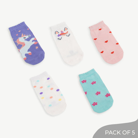 Unicorn & Hearts Delight Socks – Pack of 5